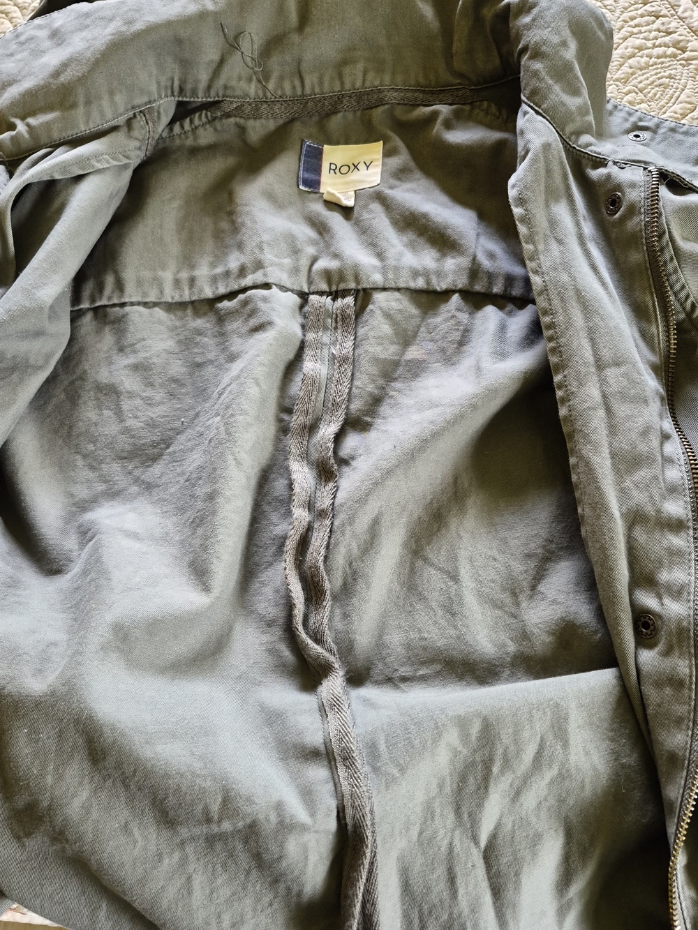Roxy Women's Olive Utility Jacket with Snap Collar - Picture 5 of 7